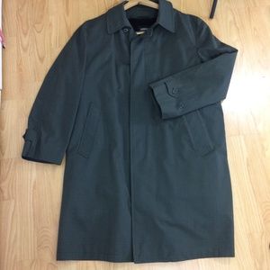 LONDON FOG green plaid raincoat zip out wool lined